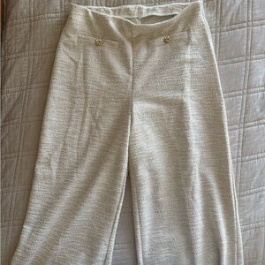 Zara Cream Textured Wide-Leg Trousers with Gold Buttons